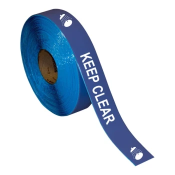 Superior Mark 2" x 100' Blue / White Eye Wash "Keep Clear" Safety Floor Tape