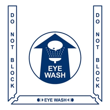 Superior Mark 24" x 36" Blue / White Vinyl "Do Not Block Eye Wash" Safety Floor Sign Kit