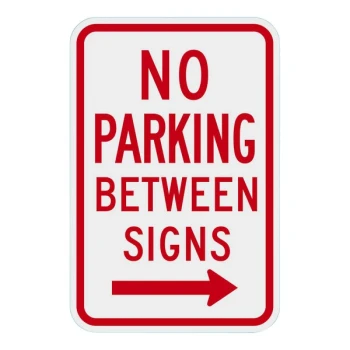 Lavex 18" x 12" Diamond-Grade Reflective Aluminum "No Parking Between Signs" Safety Sign with Right Arrow
