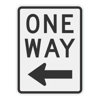 Lavex Left Arrow "One Way" Diamond Grade Reflective Black Aluminum Sign - 12" x 18"