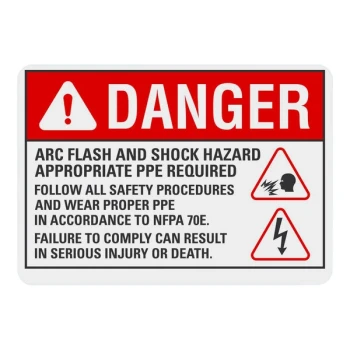 Lavex 10" x 7" Engineer-Grade Reflective Aluminum "Danger / Arc Flash And Shock Hazard / Appropriate PPE Required" Safety Sign