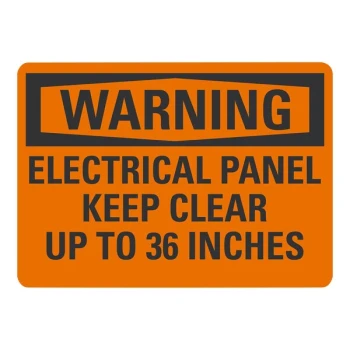 Lavex 10" x 7" Non-Reflective Adhesive Vinyl "Warning / Electrical Panel / Keep Clear Up To 36 Inches" Label