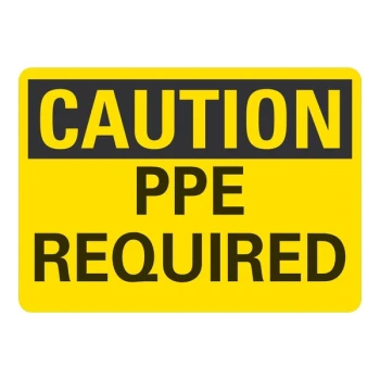 Lavex 10" x 7" Non-Reflective Aluminum "Caution / PPE Required" Safety Sign