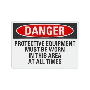 Lavex 14" x 10" Engineer-Grade Reflective Aluminum "Danger / Protective Equipment Must Be Worn In This Area At All Times" Safety Sign