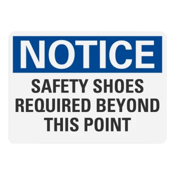 Lavex 10" x 7" Non-Reflective Aluminum "Notice / Safety Shoes Required Beyond This Point" Safety Sign