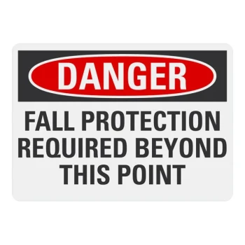 Lavex 10" x 7" Non-Reflective Plastic "Danger / Fall Protection Required Beyond This Point" Safety Sign