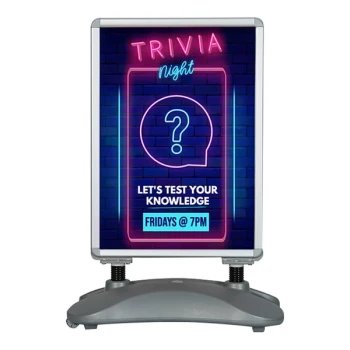 United Visual Products 22" x 28" Silver Double-Sided Aluminum Sign with Snap Frame and Plastic Base UVPWB2228-SILVER