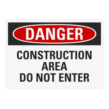 Lavex 10" x 7" Non-Reflective Aluminum "Danger / Construction Area / Do Not Enter" Safety Sign