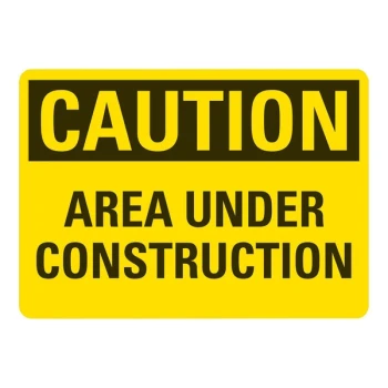 Lavex 10" x 7" Non-Reflective Plastic "Caution / Area Under Construction" Safety Sign