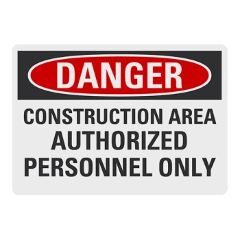 Lavex 10" x 7" Non-Reflective Plastic "Danger / Construction Area / Authorized Personnel Only" Safety Sign