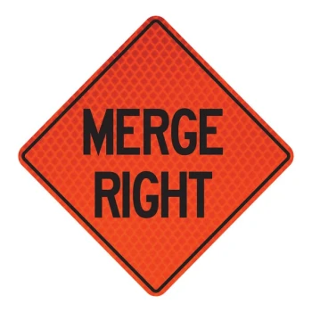 Cortina QuadraFlex 48" x 48" Diamond-Grade "Merge Right" Roll-Up Sign 07-800-4118-L