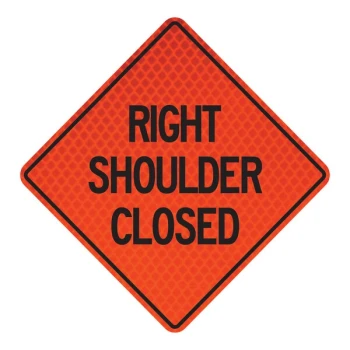 Cortina QuadraFlex 48" x 48" Diamond-Grade "Right Shoulder Closed" Roll-Up Sign 07-800-4180-L