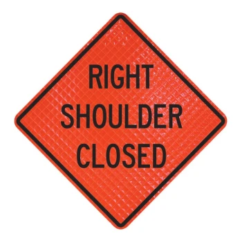 Cortina QuadraFlex 48" x 48" Superbright Reflective "Right Shoulder Closed" Roll-Up Sign with Velcro® 07-800-4178-LV