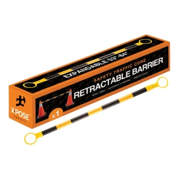 Xpose Safety 53"- 84" Yellow and Black Retractable Cone Bar CBY53/84-1-X