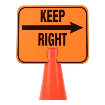 Cortina 13" x 10" Orange / Black Single-Sided "Keep Right" Cone Sign with Right Arrow 03-550-AKR