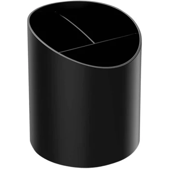 Deflecto Sustainable Office 4 3/8" x 4 3/8" x 5 5/8" Large Black Pencil Cup