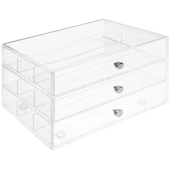 Deflecto 6 13/16" x 10" x 7" Clear 3-Drawer Organizer