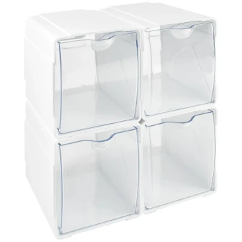 Deflecto 4 3/4" x 4 7/8" x 5 1/2" White Interlocking Tilt-Bin Organizer - 4/Pack