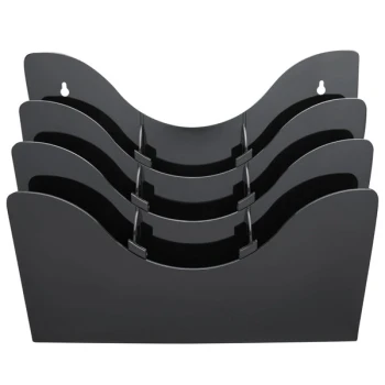 Deflecto 47634 13 3/8" x 3 1/2" x 11 1/2" Black 3-Tier Document Organizer with 6 Removable Dividers