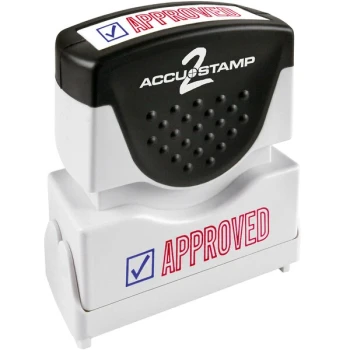 Accustamp "APPROVED" Red / Blue Pre-Inked Shutter Stamp