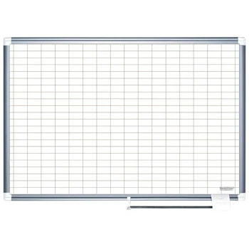 MasterVision BVCMA2792830A 48" x 72" White Grid Dry Erase Planning Board with Accessories - 1" x 2" Grid