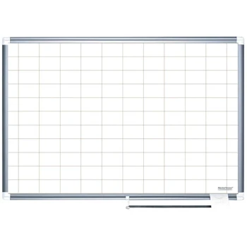 MasterVision BVCMA2793830 48" x 72" White Grid Dry Erase Planning Board - 2" x 3" Grid