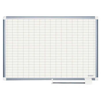 MasterVision CR0830830 36" x 48" White Grid Porcelain Dry Erase Planning Board - 1" x 2" Grid