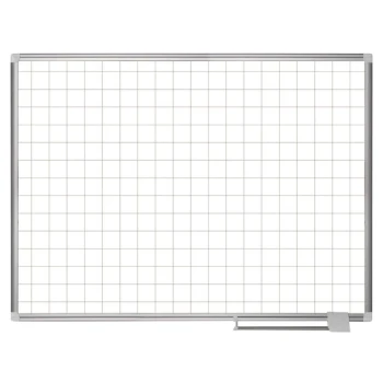 MasterVision CR0895830 36" x 48" White Grid Porcelain Dry Erase Planning Board - 2" x 2" Grid
