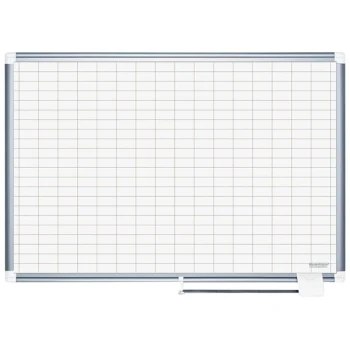 MasterVision CR1230830 48" x 72" White Grid Planner Porcelain Dry Erase Planning Board - 1" x 2" Grid