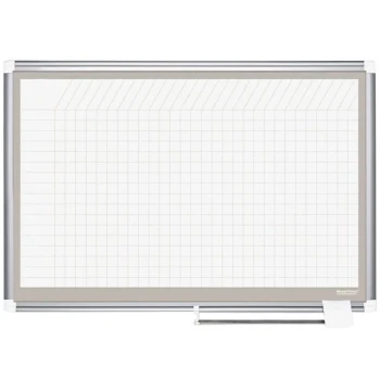 MasterVision CR1232830A 48" x 72" White Grid Planner Porcelain Dry Erase Planning Board with Accessories - 1" x 1" Grid