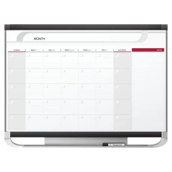 Quartet CP32P2 Prestige 2 24" x 36" Total Erase® Magnetic Monthly Calendar Whiteboard with Graphite Plastic Frame