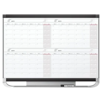 Quartet 4MCP43P2 Prestige 2 36" x 48" Total Erase® Magnetic 4-Month Calendar Whiteboard with Graphite Plastic Frame