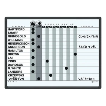 Quartet 781G 18" x 24" Magnetic Porcelain In-Out Whiteboard with Black Aluminum Frame