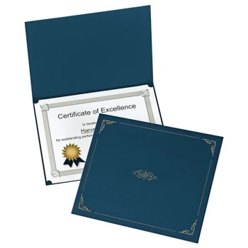 Oxford 29900235BGD 11 1/4" x 8 3/4" Dark Blue Letter Size Certificate Holder - 5/Pack