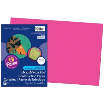 SunWorks 9107 12" x 18" Hot Pink Pack of 58 lb. Construction Paper - 50 Sheets