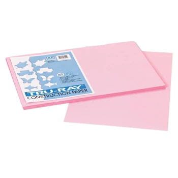 Pacon 103044 Tru-Ray 12" x 18" Pink Pack of 76 lb. Construction Paper - 50 Sheets