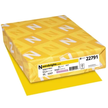 Astrobrights 22791 8 1/2" x 11" Sunburst Yellow Pack of 65 lb. Smooth Color Paper Cardstock - 250 Sheets