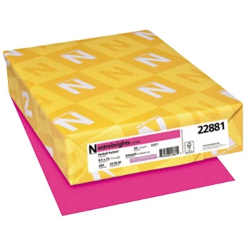Astrobrights 22881 8 1/2" x 11" Fireball Fuchsia Pack of 65 lb. Smooth Color Paper Cardstock- 250 Sheets