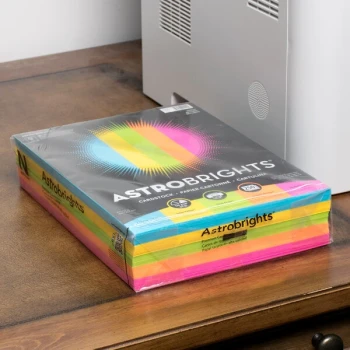 Astrobrights 99904 8 1/2" x 11" Bright Assorted Pack of 65 lb. Smooth Color Paper Cardstock - 250 Sheets