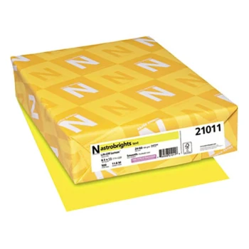 Astrobrights 21011 8 1/2" x 11" Lift-off Lemon Ream of 24 lb. Color Paper - 500 Sheets