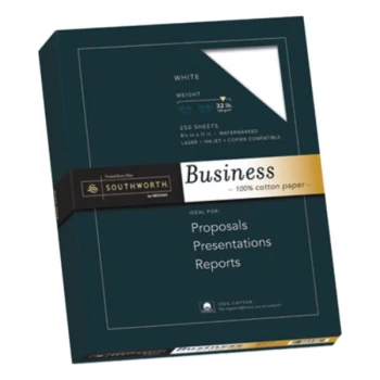 Southworth JD18C 8 1/2" x 11" White Pack of 100% Cotton 32 lb. Business Paper - 250 Sheets