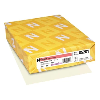 Neenah 05201 Classic 8 1/2" x 11 Natural White Ream of 24 lb. Linen Copy Paper - 500 Sheets