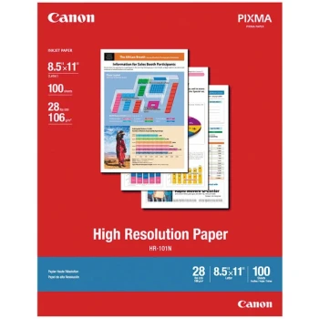 Canon 1033A011 8 1/2" x 11" White Pack of 28 lb. High Resolution 98 Bright Matte Paper - 100 Sheets