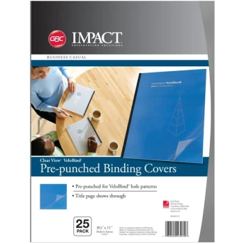 Swingline GBC 9743070 VeloBind 11" x 8 1/2" Clear Pre-Punched Binding System Cover - 25/Pack