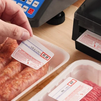 PointPlus Safe Handling Pre-Printed Permanent Direct Thermal Label Equivalent to Cardinal Detecto 6600-3003 - 500/Roll