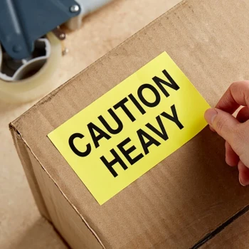 Lavex 3" x 5" Caution Heavy Matte Paper Permanent Label - 500/Roll