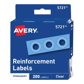 Avery® 5721 1/4" Clear Hole Reinforcement Label with Dispenser - 200/Pack