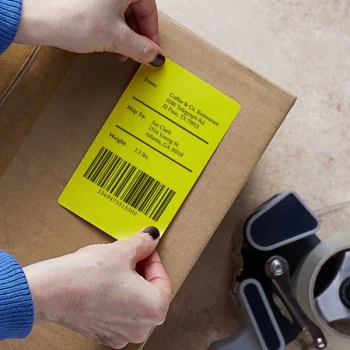 Lavex 3" x 5" Blank Yellow Thermal Transfer Permanent Label - 1,200/Roll