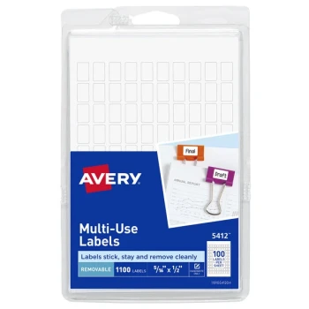 Avery® 05412 5/16" x 1/2" White Rectangle Removable Multi-Use Labels - 1,100/Pack