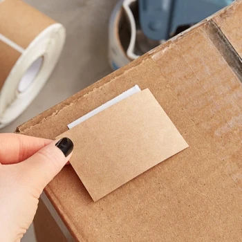 Lavex 2" x 3" Natural Kraft Paper Permanent Rectangular Block-Out Label - 500/Roll